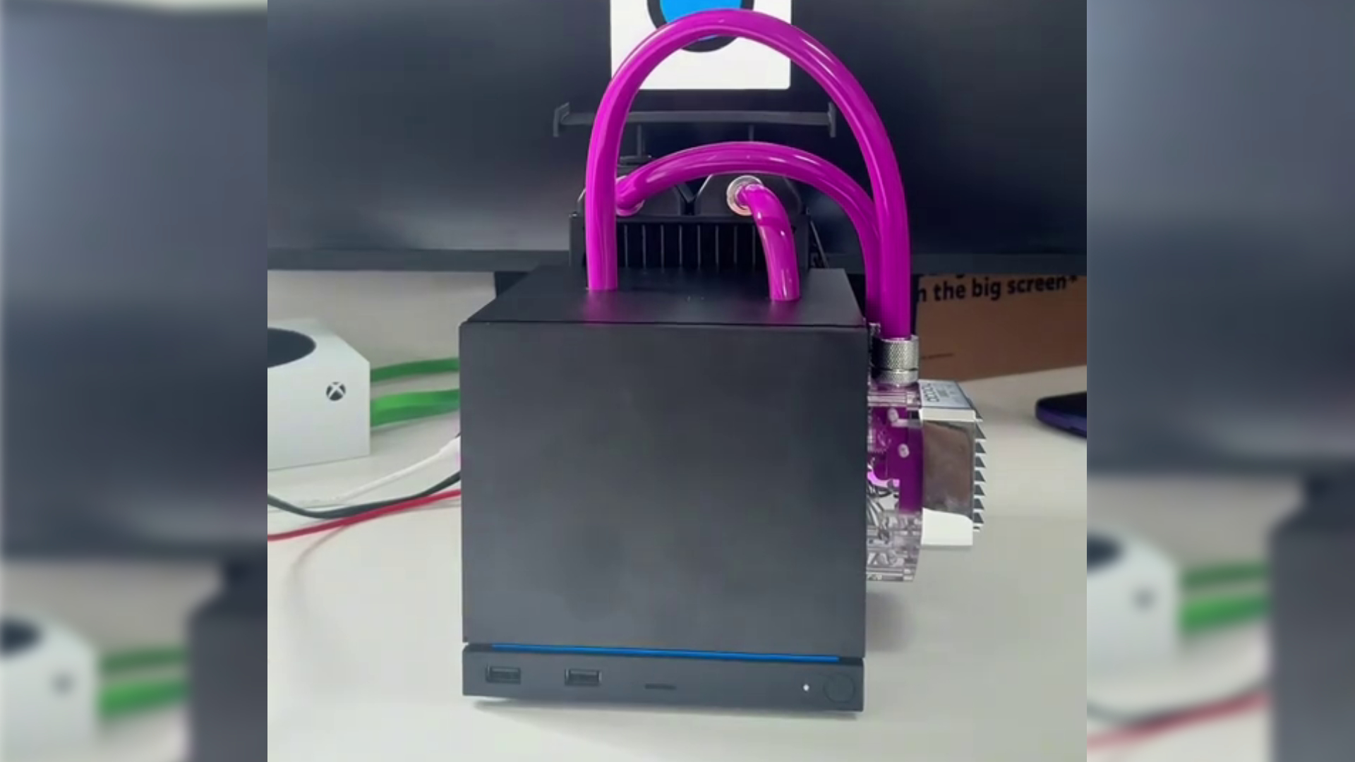 A water cooled Steam Machine DIY project with pink tubing