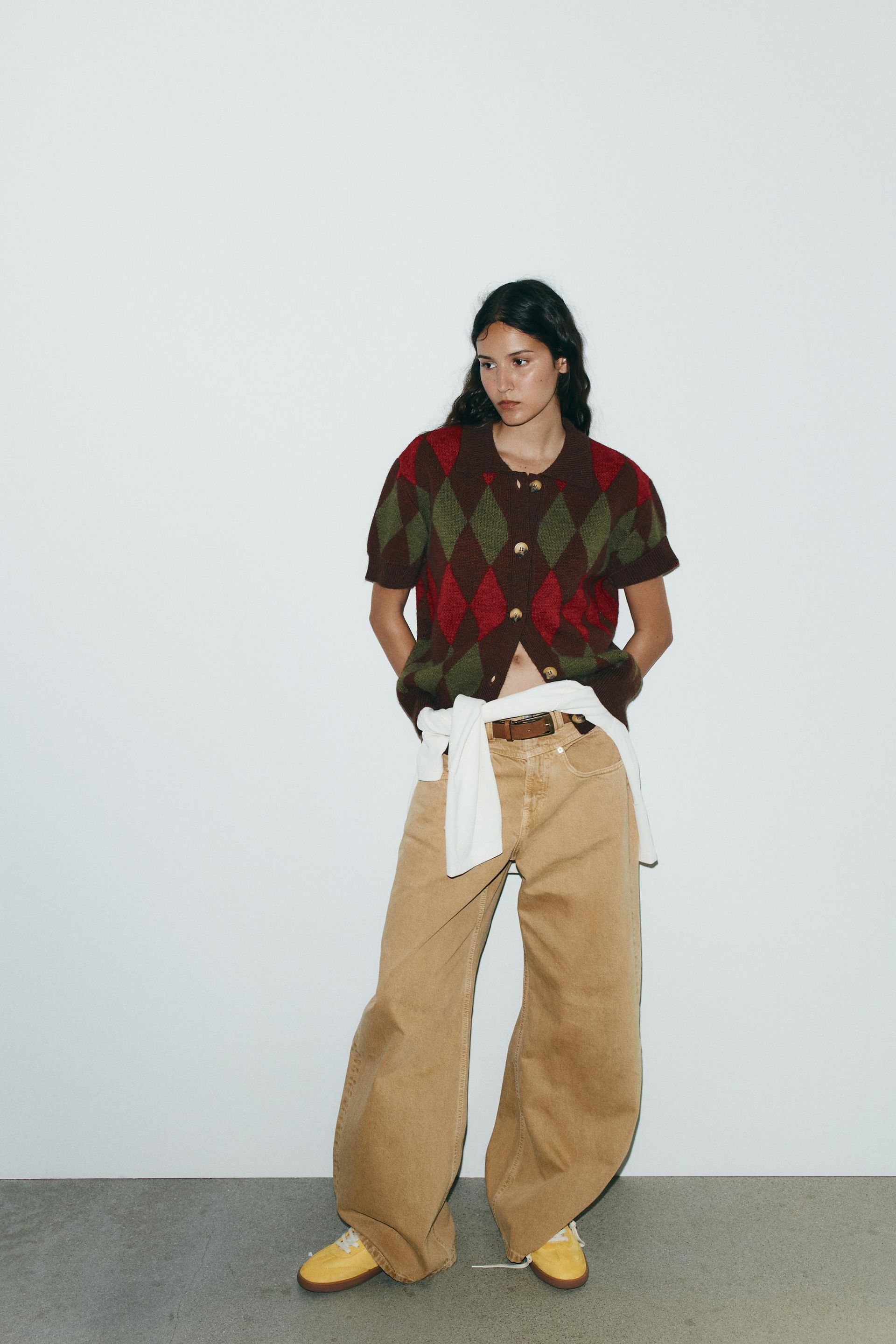 Argyle Knit Polo Jacket