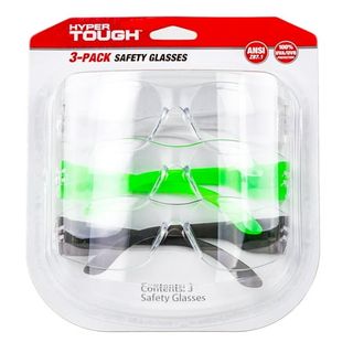 Hyper Tough 3-Pack Unisex Safety Glasses With Z87.1 Poly-Carbonate Lens