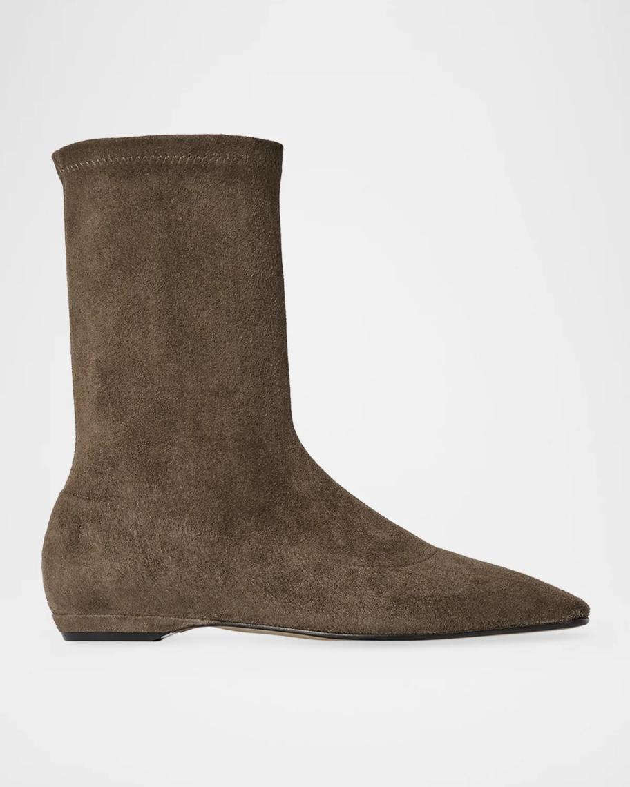 Cindy Stretch Suede Flat Ankle Boots