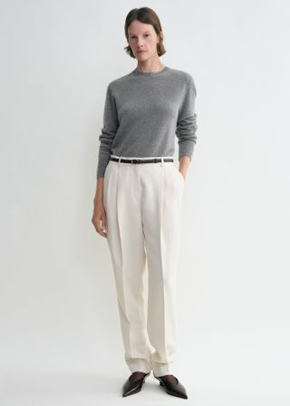 Double-Pleated Tailored Trousers Snow