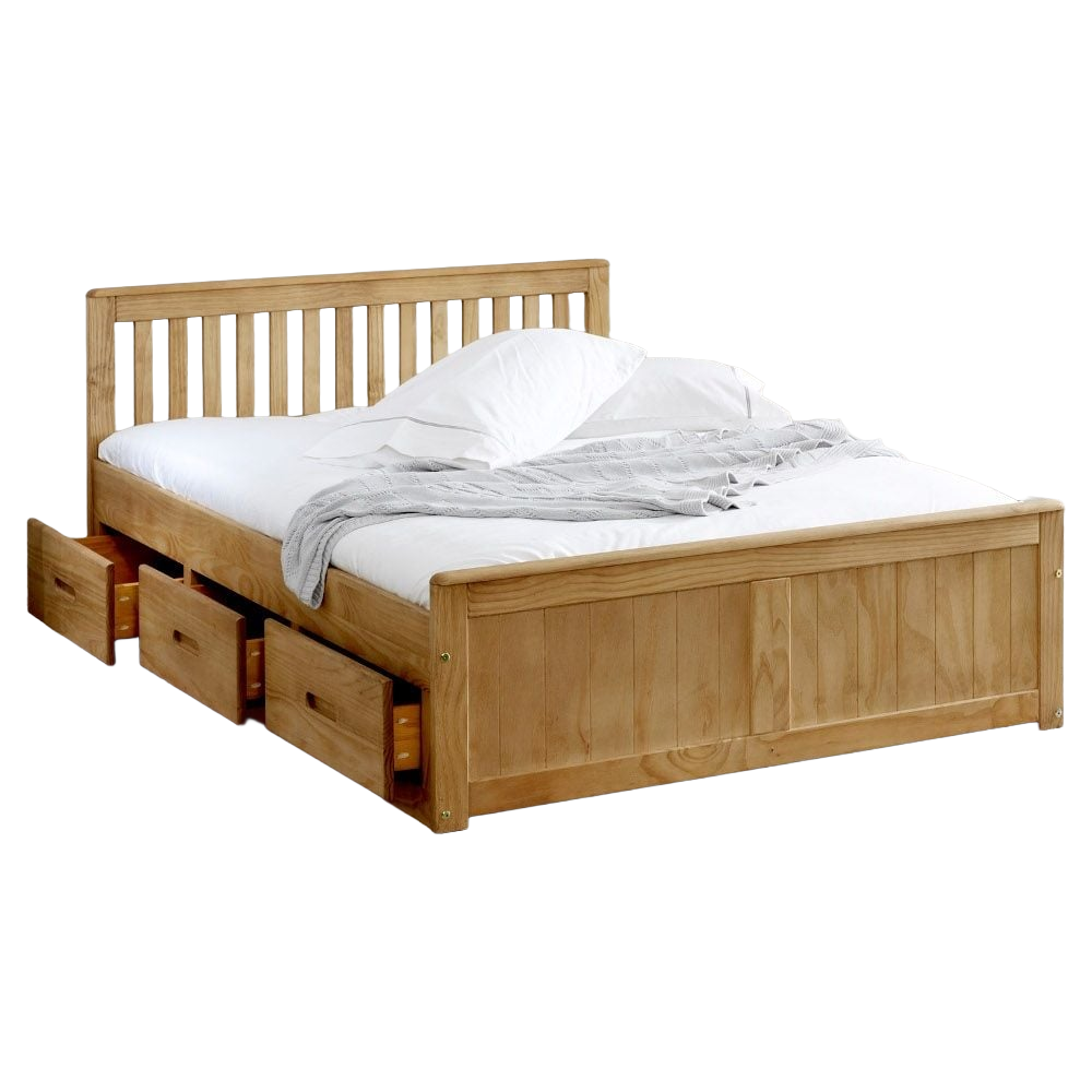 Mission Waxed Pine Wooden Storage Bed Frame