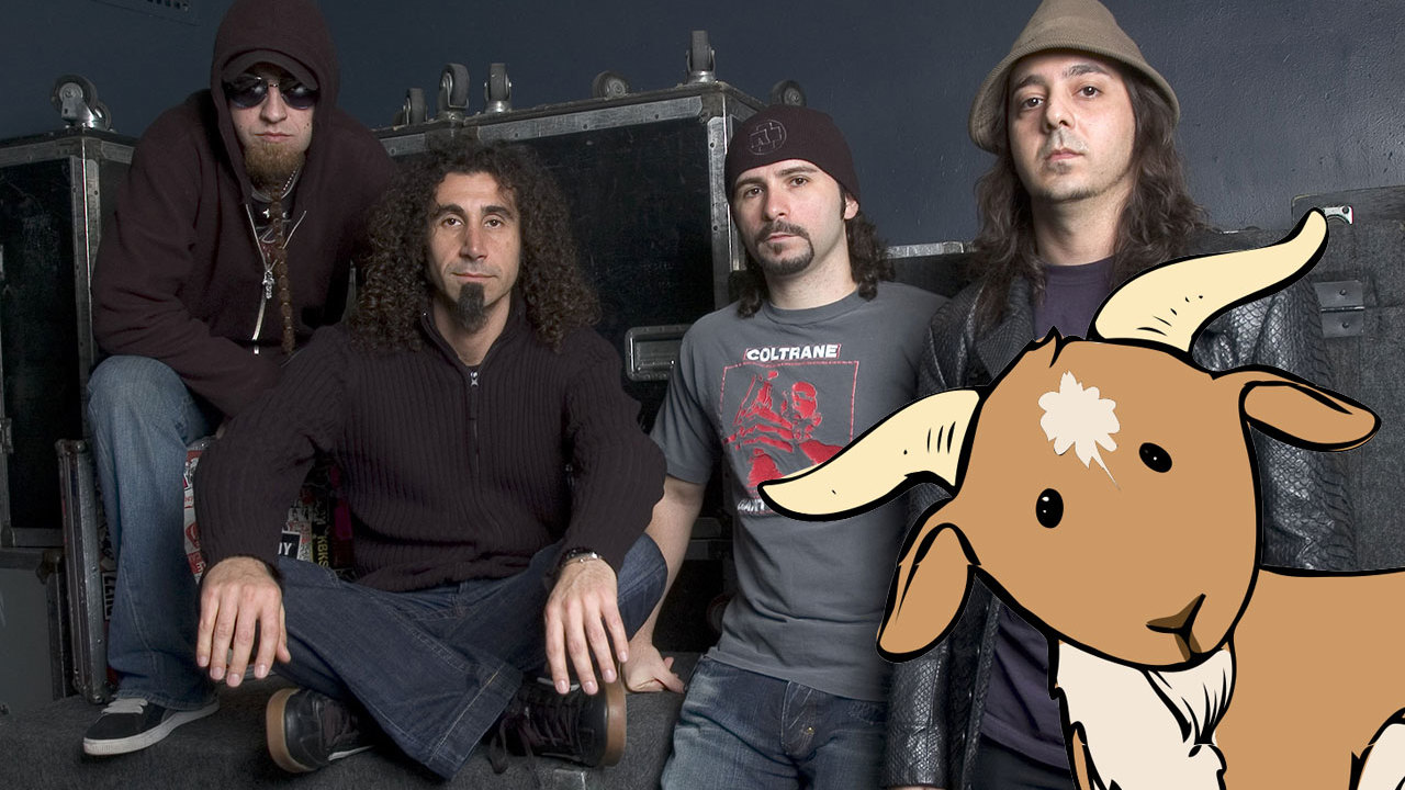 System Of A Down with a cartoon goat