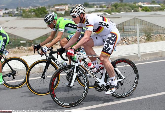 Andre Greipel (Lotto Belisol) is back in action after injuring his shoulder in Gent-Wevelgem