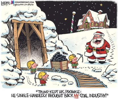 Political Cartoon U.S. Trump Santa Claus coal industry