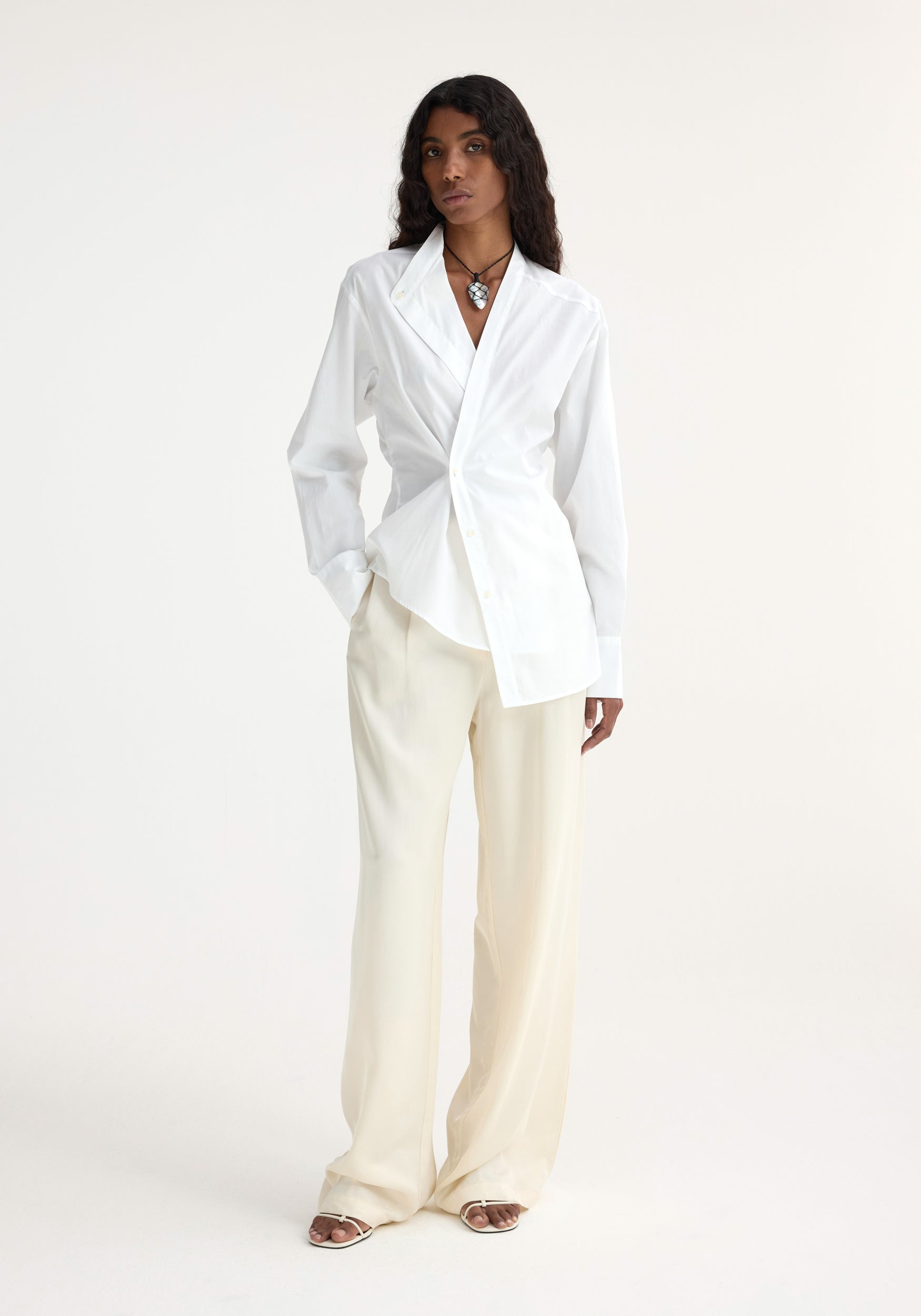 Overlap Light Cotton Shirt | Optic White