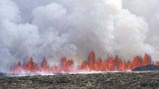 A volcano spews lava in Grindavik, Iceland