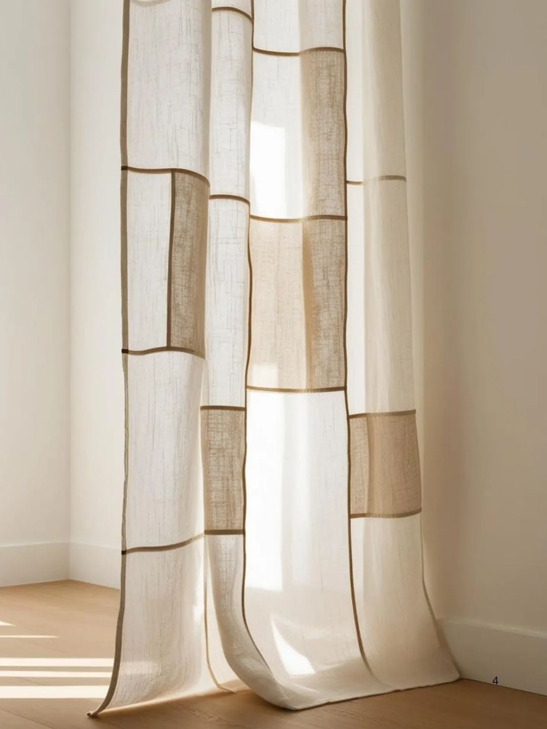 TavanaStudio, Pojagi Linen Curtain: Custom Natural Patchwork Korean Panel