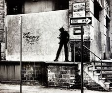 Street corner with graffiti art 