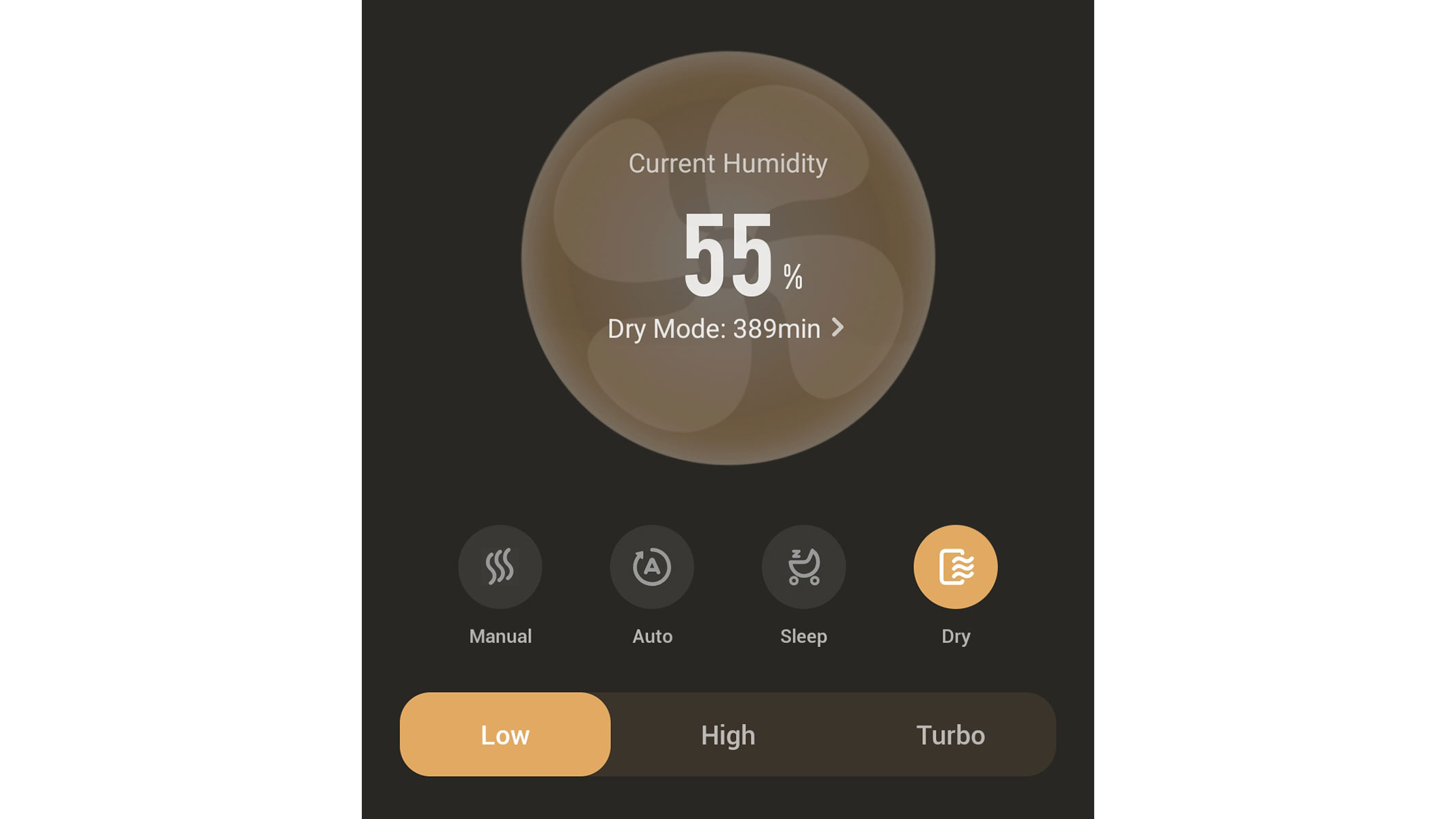 a screenshot of the Auto-Dry mode from the VeSync app