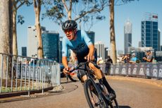 Julian Baudry (Atom 6 Bikes - Decca) flying solo toward victory at the U23 men's road race at the AusCycling Road National Championships in Perth in 2025