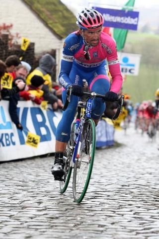 Fabio Baldato races in the 2008 Ronde van Vlaanderen