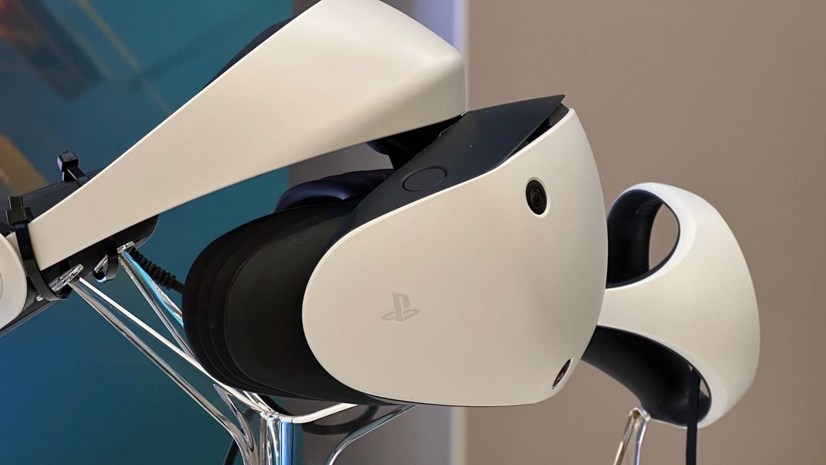 Close-up of the Playstation VR2 side with logo