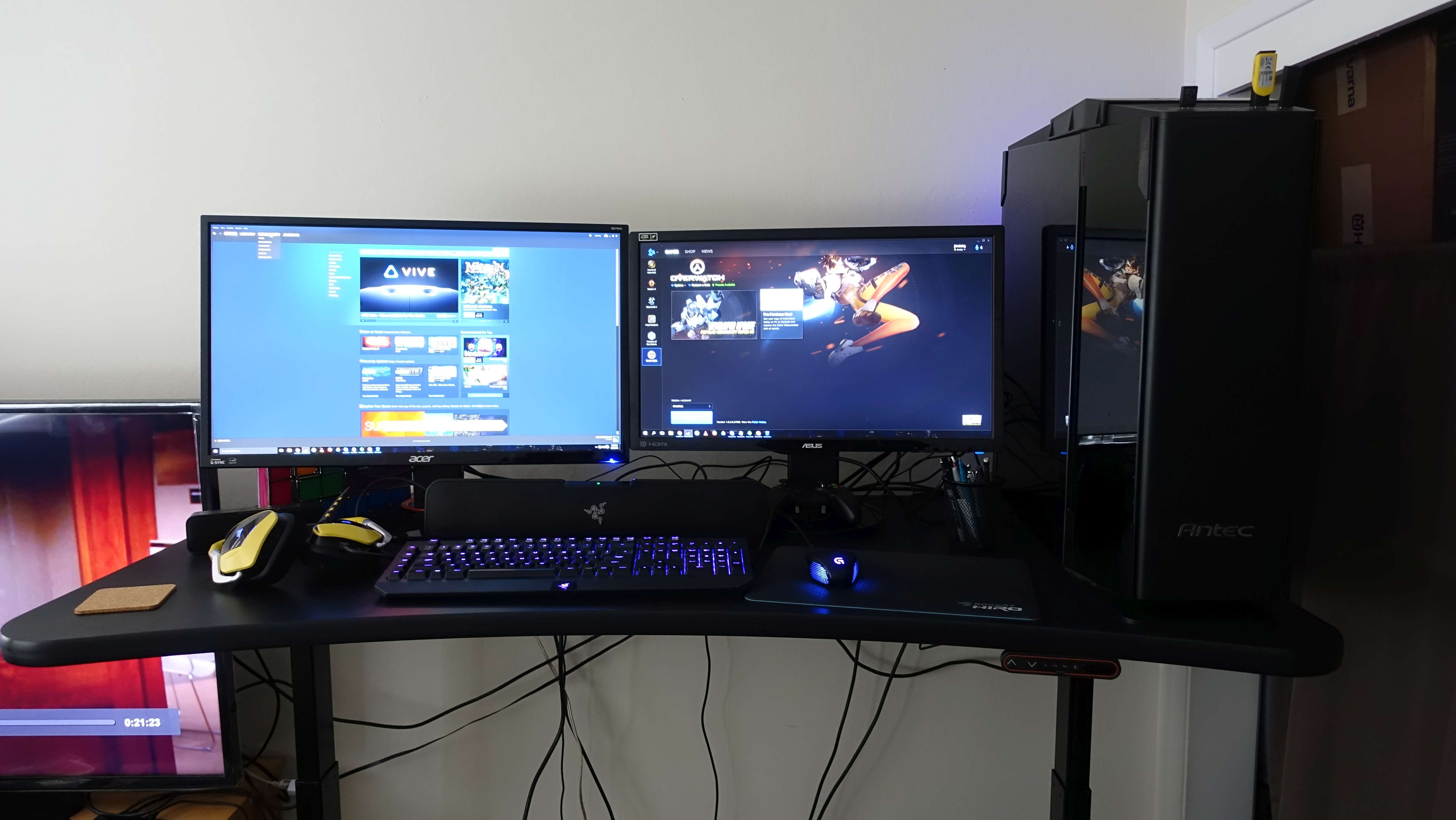 Here is the UpDesk in the standing position with all my stuff on it.