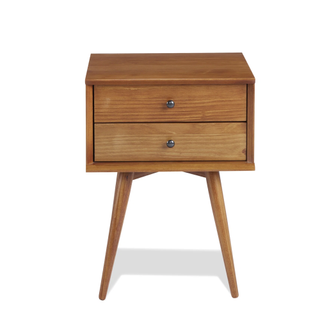 A wooden side table with two drawers