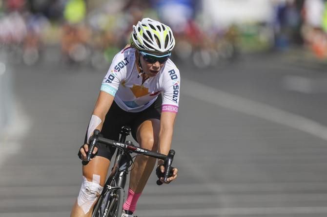 Joanna Hogan on a solo break early on at the Bay Crits