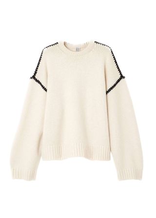 Oversized whipstitched wool, cashmere and cotton-blend sweater