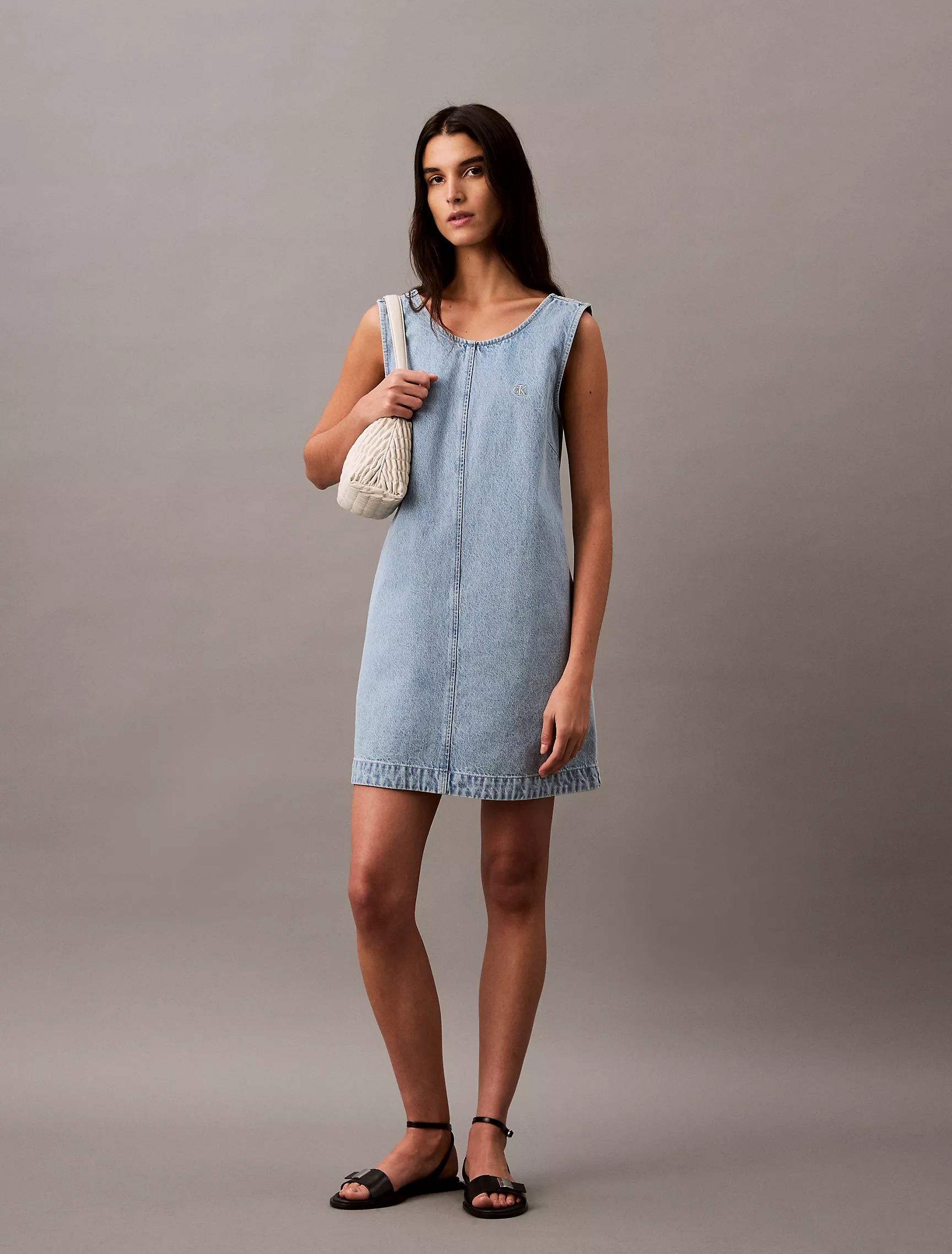 Calvin Klein, Denim Sleeveless Shift Dress