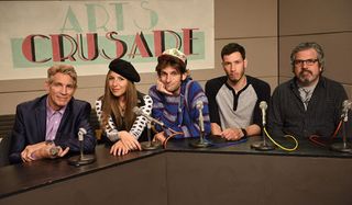 Dust Nuggets cast lined up at a show desk