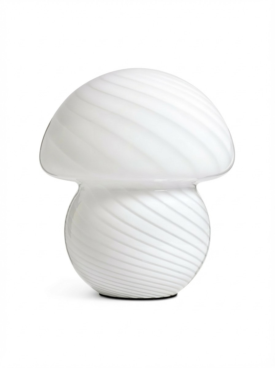 Habitat Mushroom Striped Battery Powered Table Lamp - White