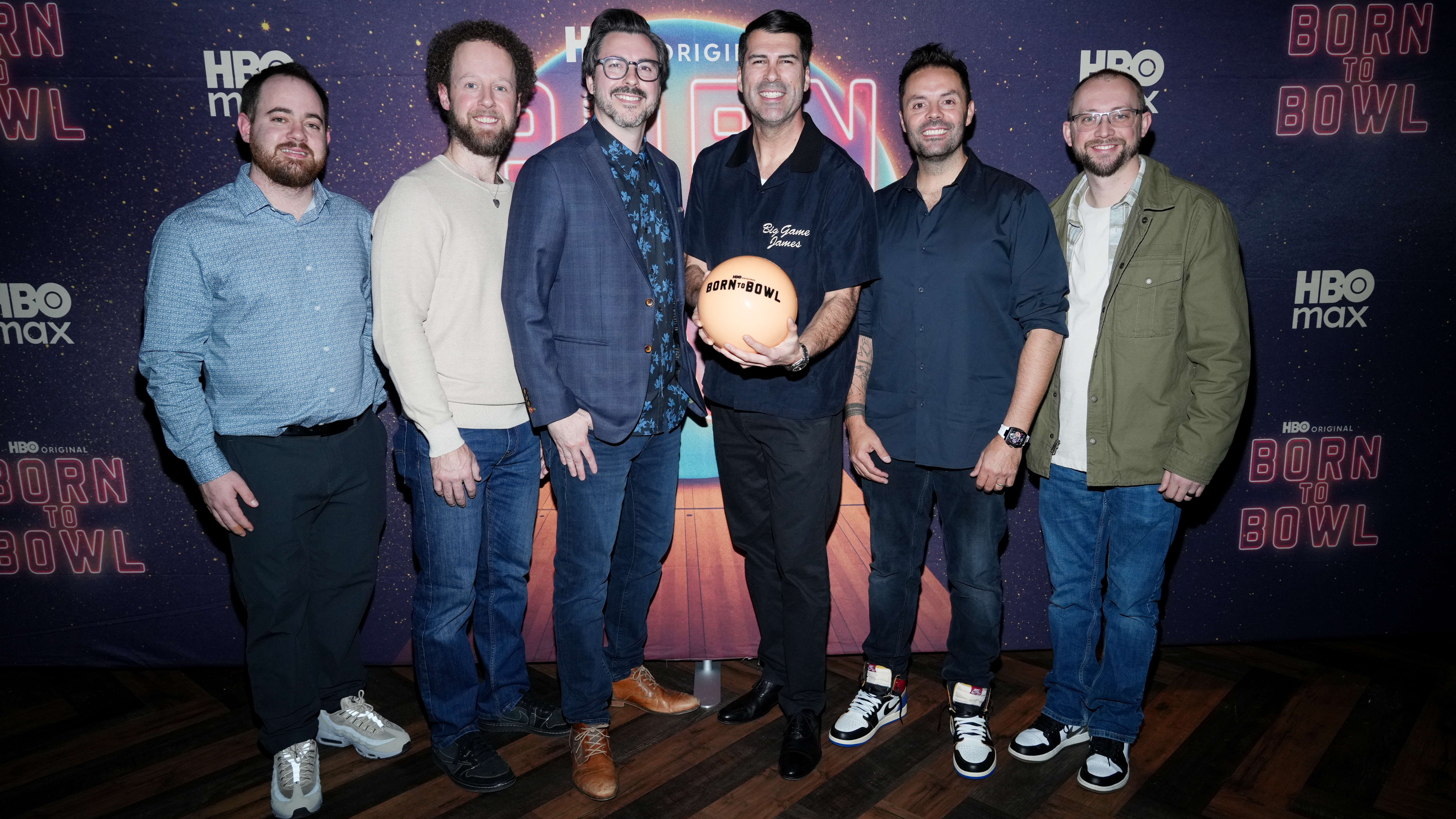 Anthony Simonsen, Kyle Troup, Brian Lazarte, James Lee Hernandez, Jason Belmonte and EJ Tackett at HBO's "Born to Bowl" New York Premiere