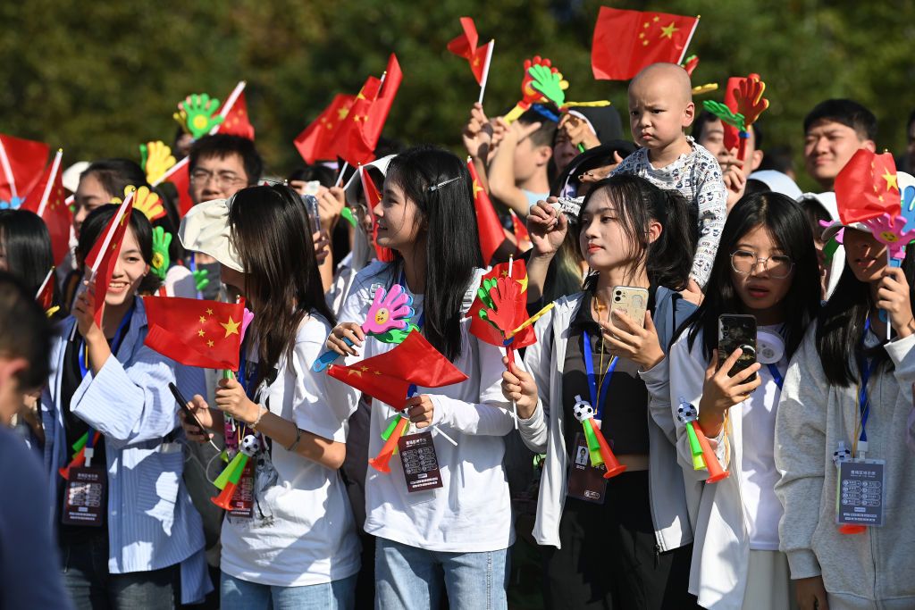 GUILIN CHINA OCTOBER 16 Fans during the 4th GreeTour of Guangxi 2023 Stage 5 a 2096km stage from Liuzhou to Guilin UCIWT on October 16 2023 in Guilin China Photo by Tim de WaeleGetty Images