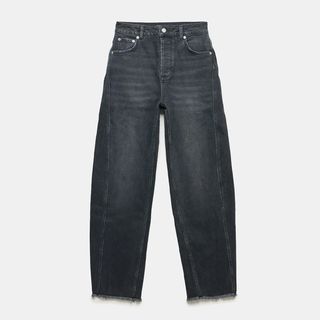 Cut out image of dark grey barrel leg jeans from mint velvet