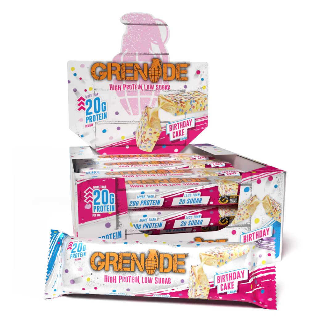 grenade birthday cake protein bar