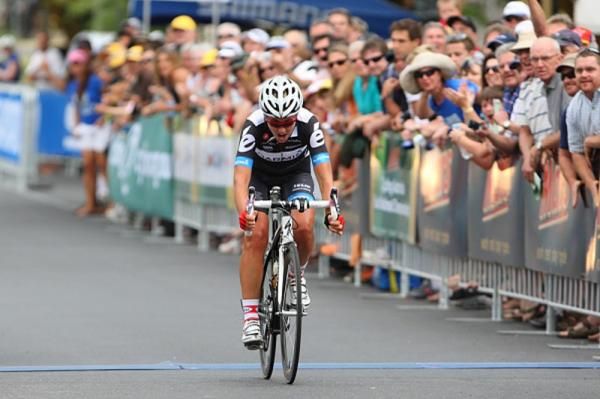 Alexis Rhodes (Garmin-Cervelo) takes a huge breath as she crosses the line as 2011 Australian road race Champion. Carla Ryan (Garmin-Cervelo) was second and Joanne Hogan (Team Jayco-VIS) third.