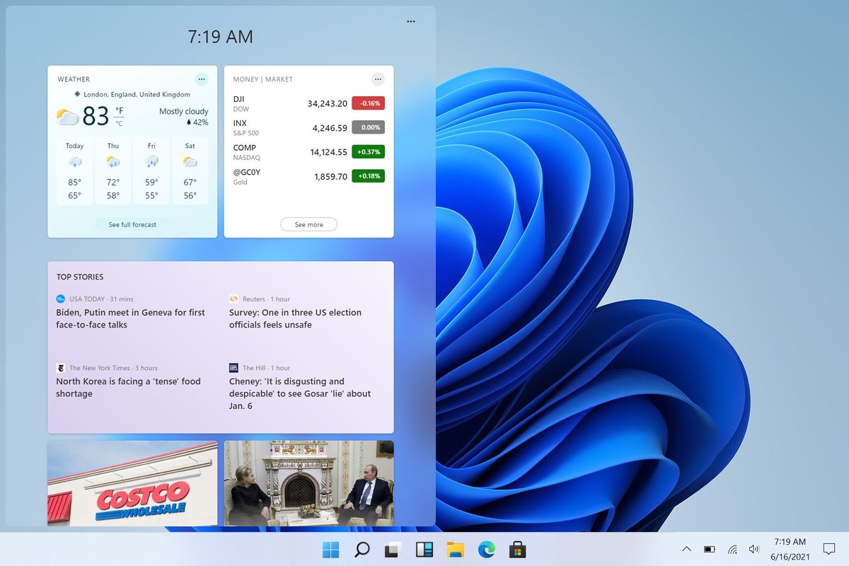 Windows 11 Widgets Dashboard Ui