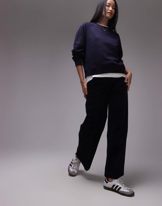 Arket Wide Leg Cord Pants in Navy