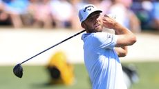 Sam Burns holds his finish on a drive