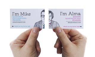 This business card shows both sides of a freelancer relationship