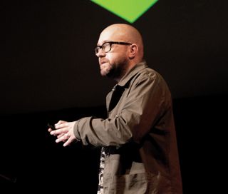 Matt Baxter speaking at a design event