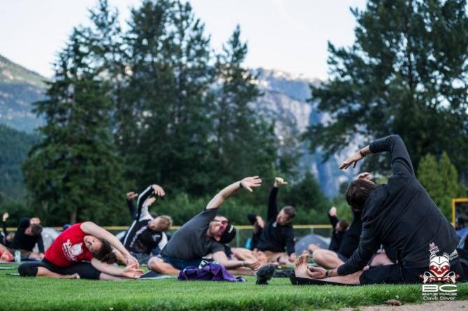 Ryan Leech leading one of the daily yoga sessions