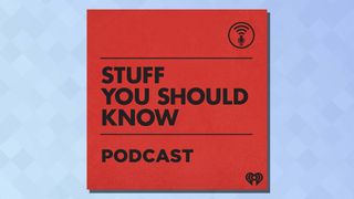 The logo of the Stuff You Should Know podcast on a blue background