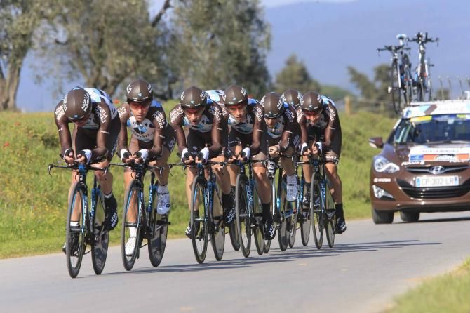 Ag2r-La Mondiale in action at the Tirreno-Adriatico team time trial.