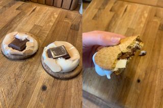 A collage of s'mores made in an air fryer