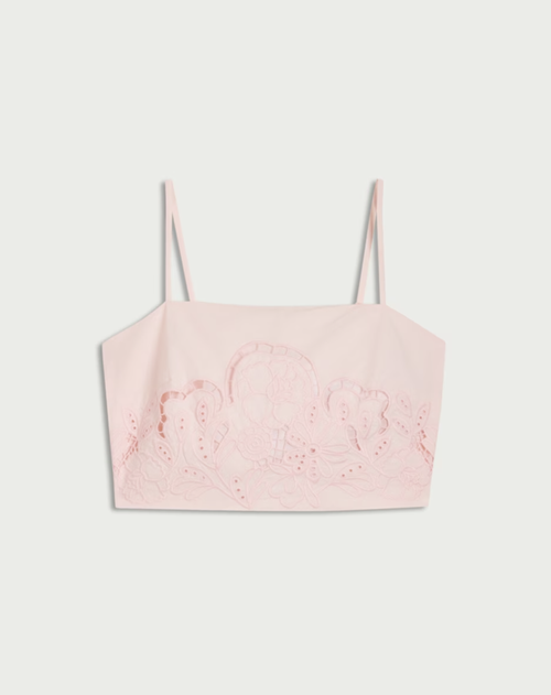 Pure Cotton Cutwork Co-ord Top in Pink