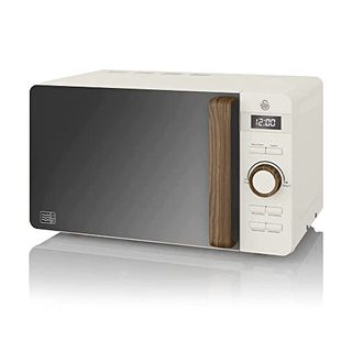 Swan Sm22036lwhtn Nordic Led Digital Microwave With Glass Turntable, 6 Power Levels & Defrost Setting, 20l, 800w, White