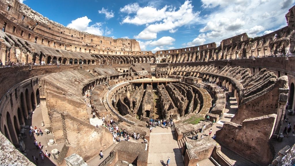 Photo of the colosseum from the stands looking toward the center