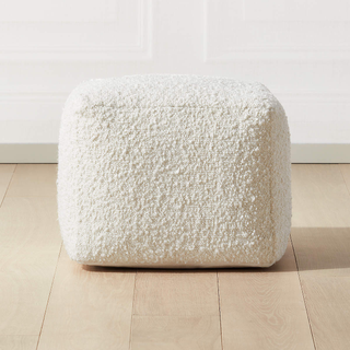 white boucle pouf