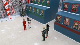 Frankie Grande, Taylor Hale, Tiffany Mitchell, and Nicole Franzel standing around in Big Brother: Reindeer Games.