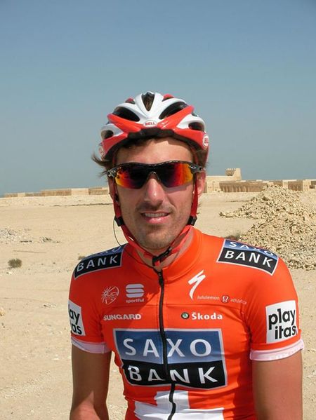 Fabian Cancellara (Saxo Bank) shows off his Swiss national champion's jersey.