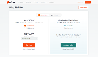 Pricing plans for Nitro PDF Pro