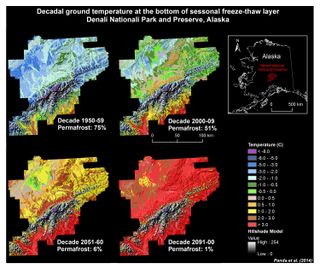 Researchers found that the vast majority of permafrost in Denali National Park in central Alaska will disappear by the 2090s.