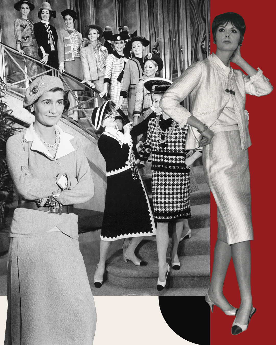 A collage of the history of Chanel slingbacks.