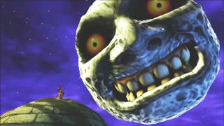 A screenshot of the moon in The Legend of Zelda: Majora's Mask.