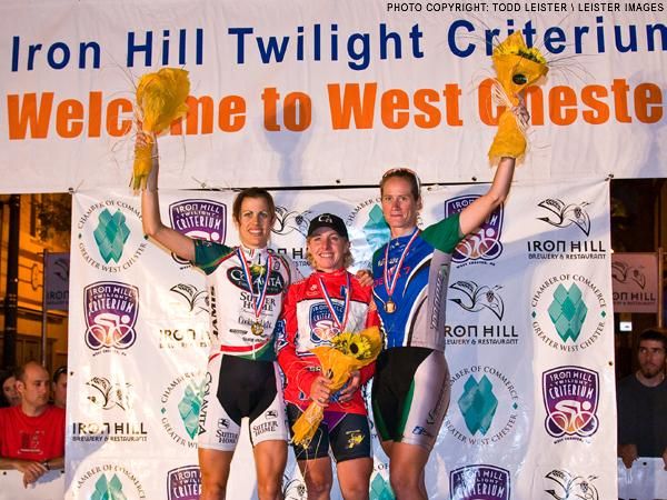 The women&rsquo;s podium (L-R): Catherine Cheatley (Colavita / Sutter Home), Laura Van Gilder (Mellow Mushroom) and Theresa Cliff-Ryan (Verducci / Breakaway).