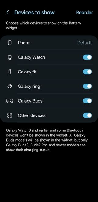 The Galaxy Ring in the Battery widget